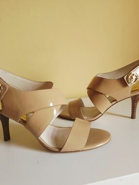 Michael Kors Beige Patent Leather Strappy Heels